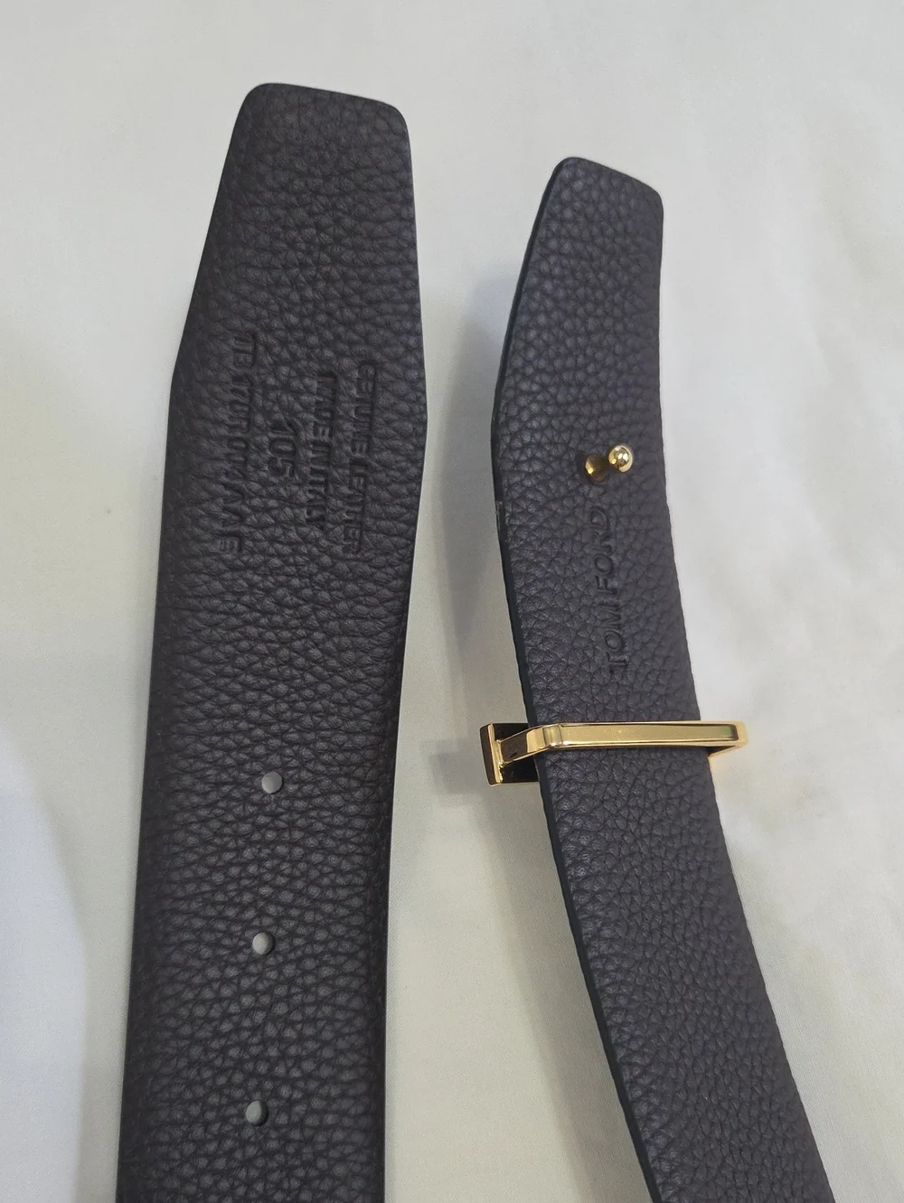 Tom Ford Reversible Brown Black Leather Belt Gold Buckle